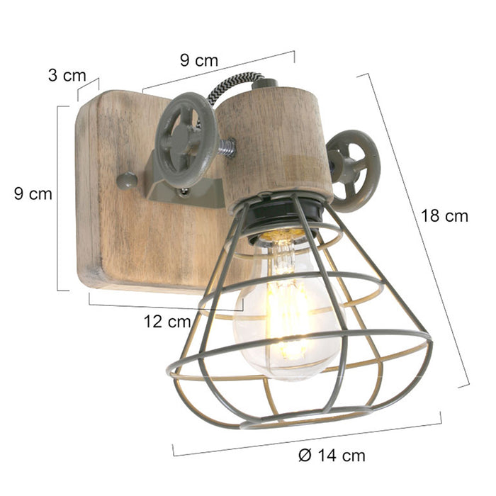 Anne Lighting - spot - Guersey - groen - hout metaal - opbouwspot - E27 - 1578G