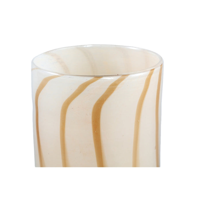 PTMD Windlicht Vincy - 15x15x20 cm - Glas - Creme