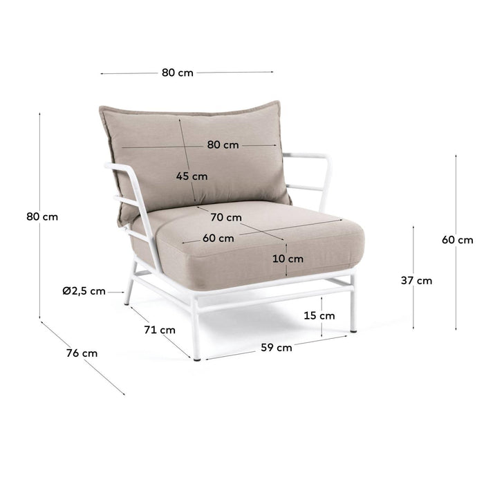 Kave Home - Mareluz fauteuil in wit staal