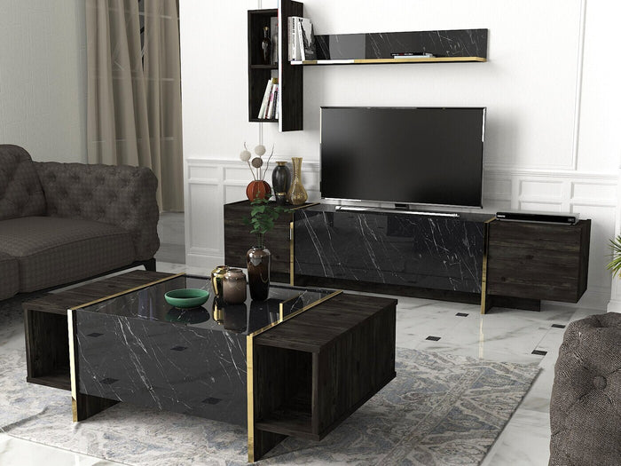 Giga Meubel - Salontafel Zwart|Goud - 103,8x60x37,3cm - Veyron