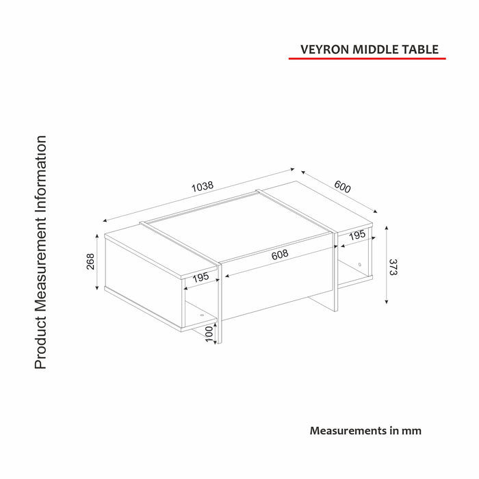 Giga Meubel - Salontafel Zwart|Goud - 103,8x60x37,3cm - Veyron