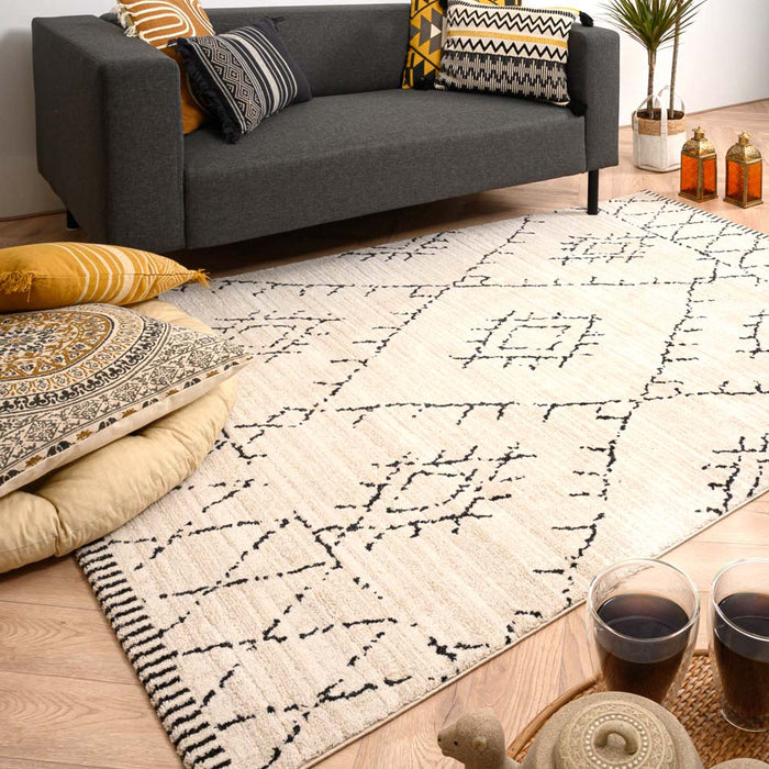 Boho&me Berber vloerkleed Beni Ouarain Sufian - crème|zwart - 80x150
