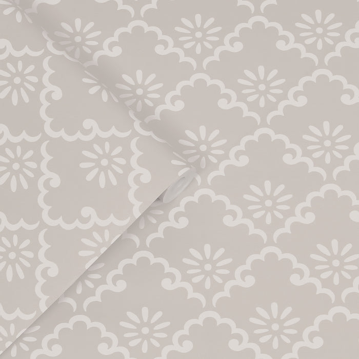 Laura Ashley Coralie Behang - Bloemen - 10mx52cm - Beige