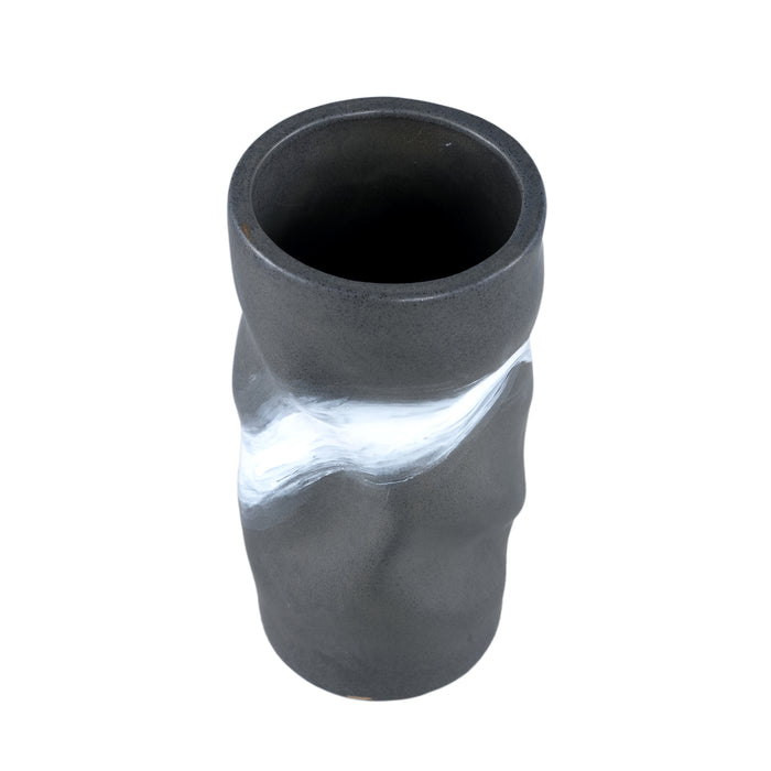 PTMD Giacomo Grey ceramic pot irregular shape L