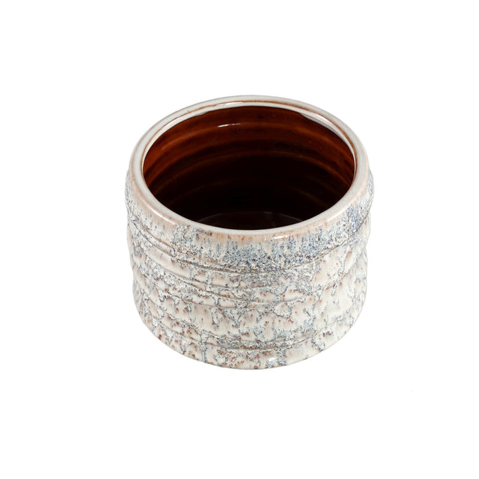 PTMD Hindouy Cream ceramic pot wavy round L