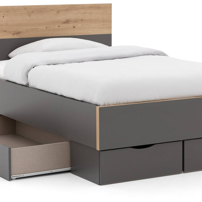 Goossens Bedframe Peder - 120 x 200 - Grafiet met accent eiken artisan
