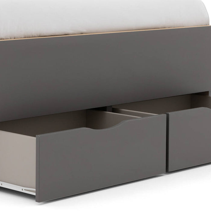 Goossens Bedframe Peder - 120 x 200 - Grafiet met accent eiken artisan