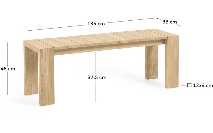 Kave Home - Victoire tuinbank van massief teakhout 135 cm
