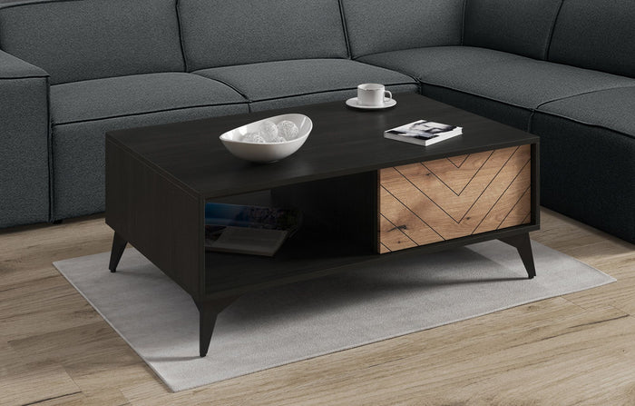 Meubella Salontafel Dolores - Eiken - Zwart - 104 cm