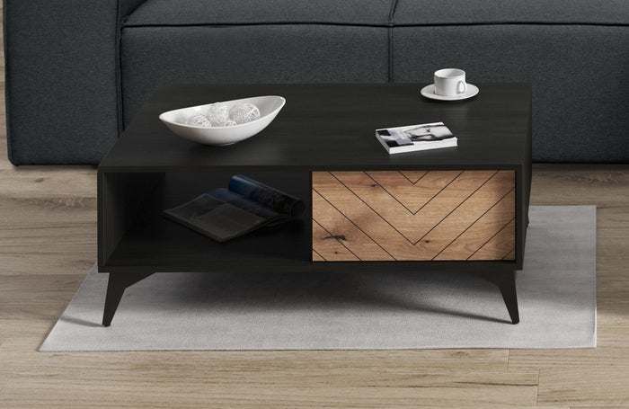 Meubella Salontafel Dolores - Eiken - Zwart - 104 cm