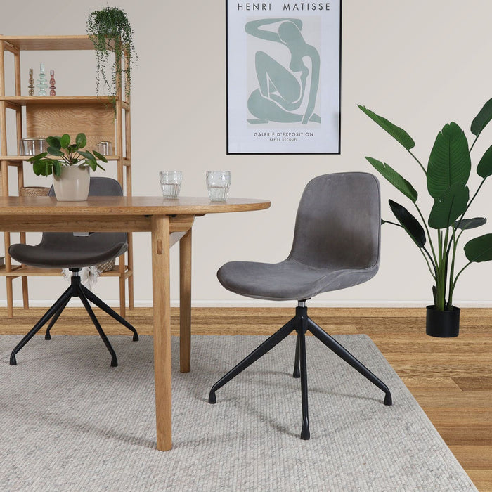 Nolon Nola-Fé Draaibare Eetkamerstoelen Set van 2 Velvet Grijs - Zwart