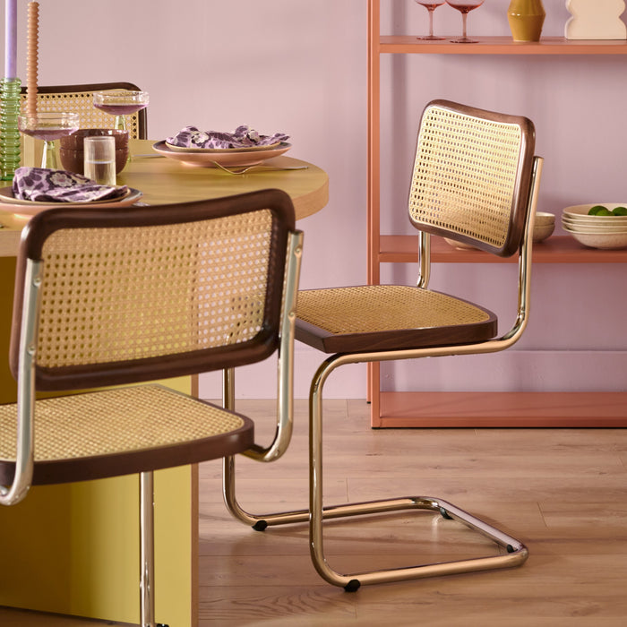 by fonQ Wave Eetkamerstoel - Walnoot/Chrome