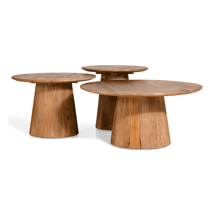 by fonQ Grand Bijzettafel Lichtbruin Mangohout - Ø 50 cm