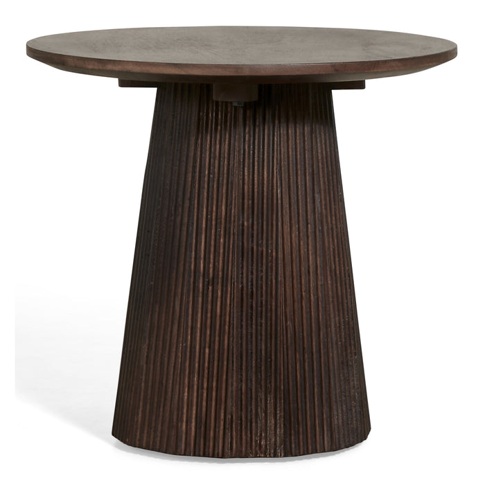 by fonQ Grand Bijzettafel Donkerbruin Mangohout - Ø 50 cm