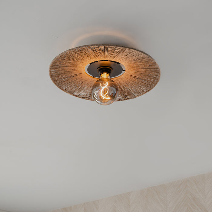 QAZQA Landelijke plafondlamp zwart met touw - Sacha