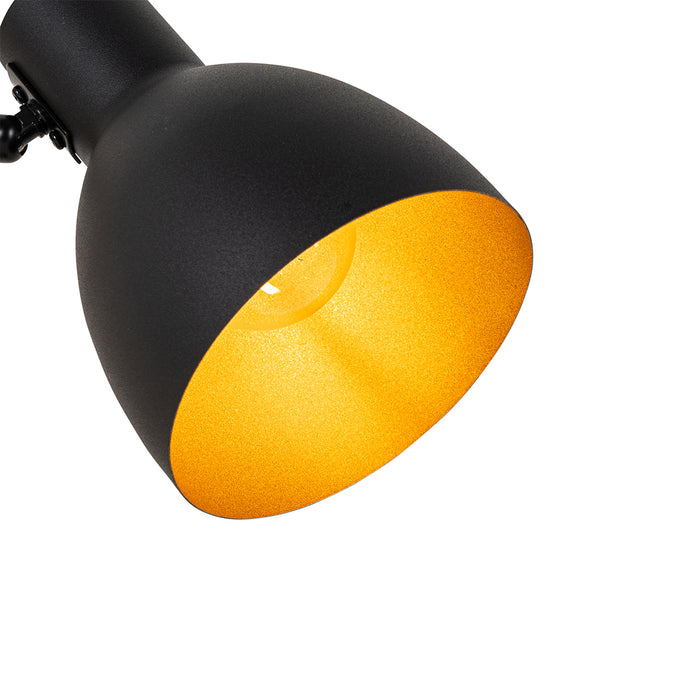 QAZQA Landelijke tafellamp zwart met hout - Flint