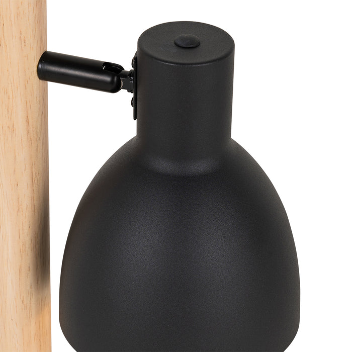 QAZQA Landelijke tafellamp zwart met hout - Flint