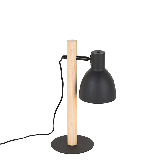 QAZQA Landelijke tafellamp zwart met hout - Flint