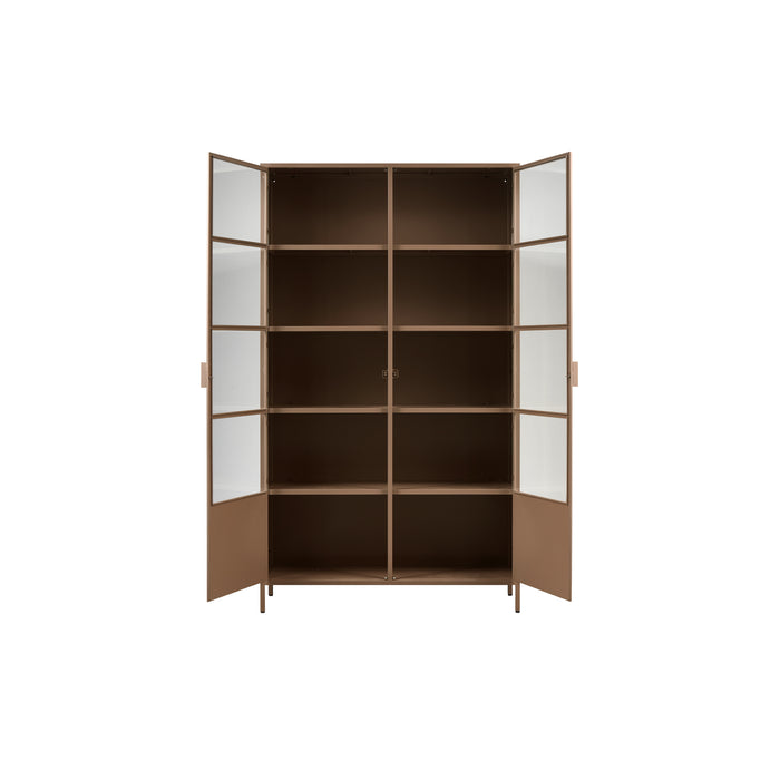 WOOOD Vitrinekast Ronja - Metaal - Military Brown - 189x110x43