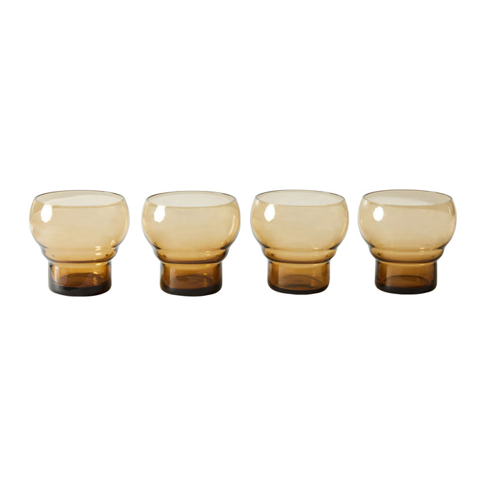 HKliving 70's Glassware Bulb Glas 0,24 L - Set van 4 - Amber