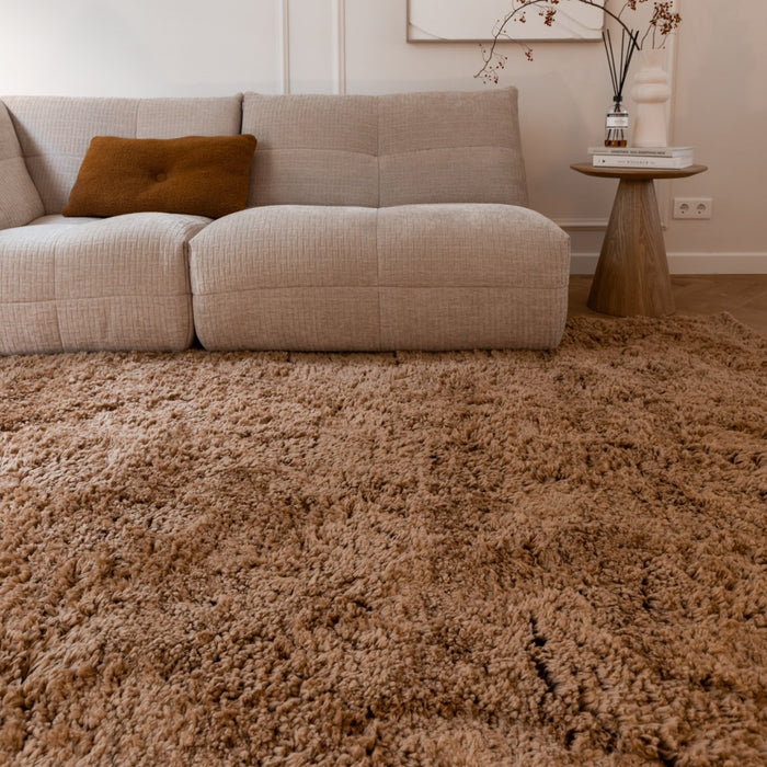 Interieur05 Hoogpolig Vloerkleed Polyester Bruin Pilo 80x150cm