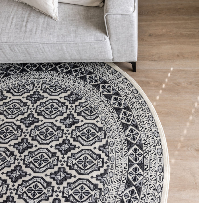 Interieur05 Vintage Vloerkleed Grijs Rond Marad 235cm