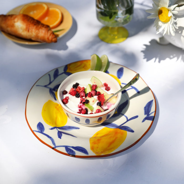 &k amsterdam Lemon Twig Bord Ø 22 cm - Set van 4