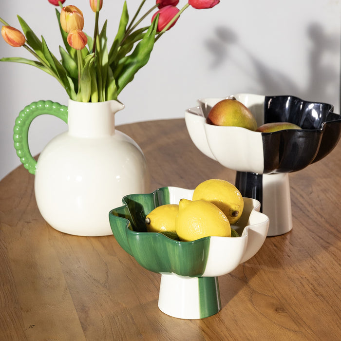 &k amsterdam Sun Schaal Ø 20 cm - Wit / Groen