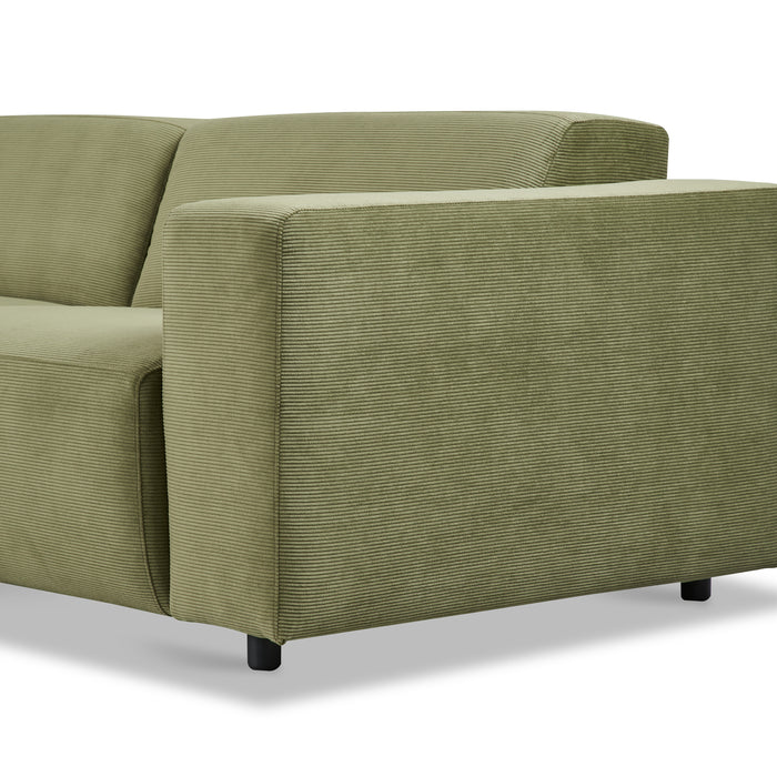 by fonQ Nova Hoekbank met Chaise Longue Links - Rib - Groen