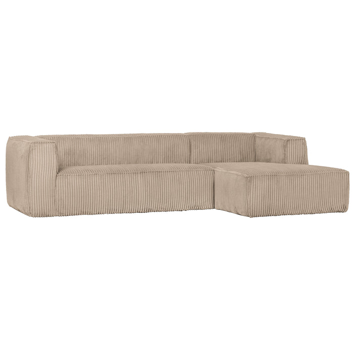 WOOOD Bean Hoekbank met Chaise Longue Rechts - Rib - Travertin