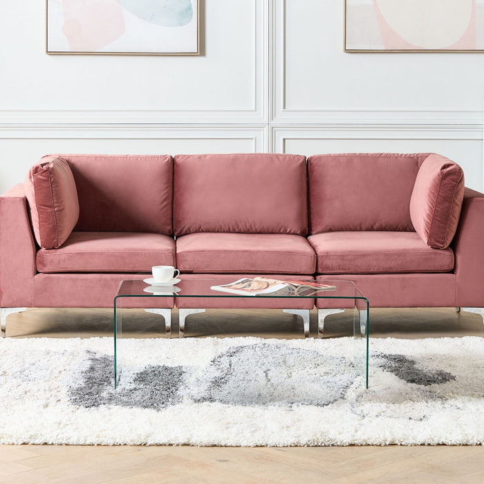 Beliani - EVJA - Hoekbank - Roze - Fluweel