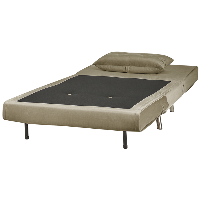 Beliani - FARRIS - Slaapbank 1-zits - Olijfgroen - Fluweel