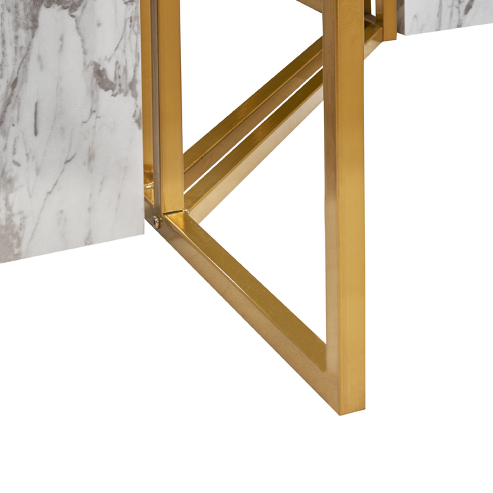 Beliani - CALCIO - Eettafel - Marmerlook|Goud - MDF