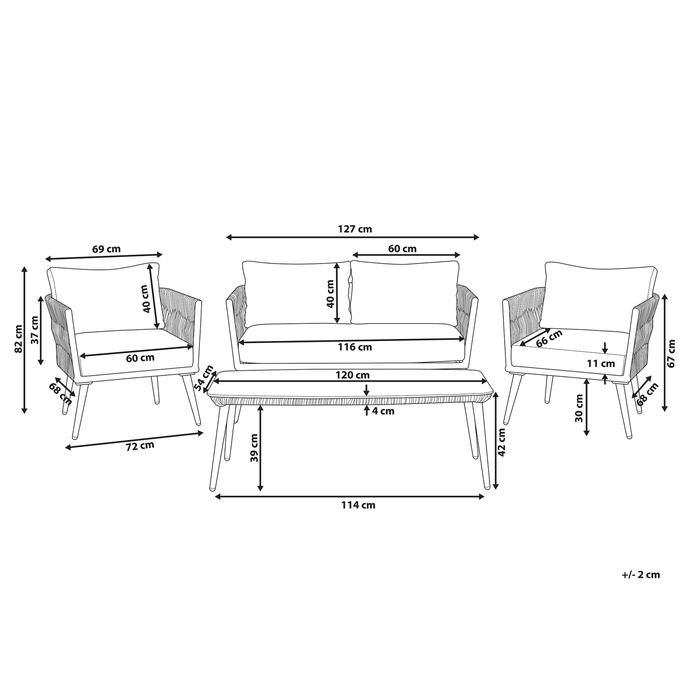 Beliani - PREVEZA - Loungeset voor 4 - Grijs - PE rotan