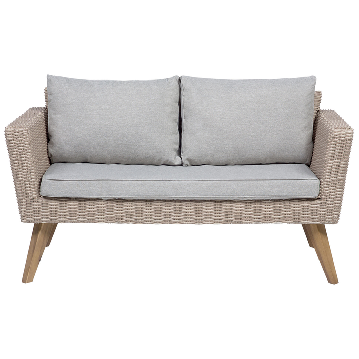 Beliani - VITTORIA - Loungeset voor 4 - Natuurlijk - PE rotan