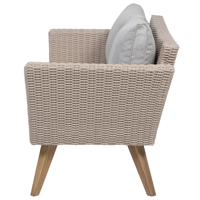 Beliani - VITTORIA - Loungeset voor 4 - Natuurlijk - PE rotan