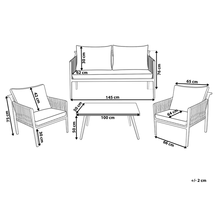 Beliani - LATINA - Loungeset voor 4 - Wit - Aluminium