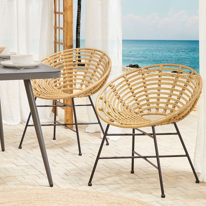 Beliani - ACERRA - Tuinstoel set van 2 - Natuurlijk - PE rotan