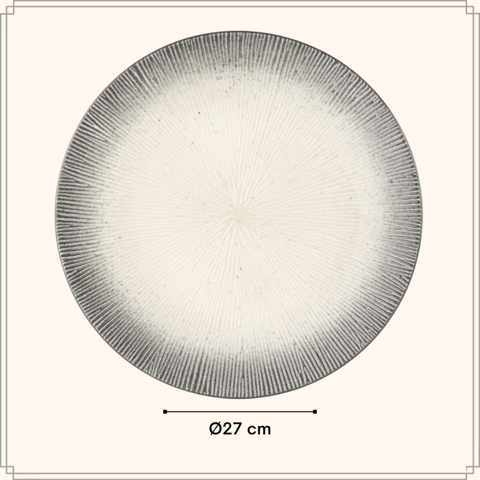 OTIX Diner Bordenset 6 Persoons Zwart Taupe 27cm Keramiek TULIP