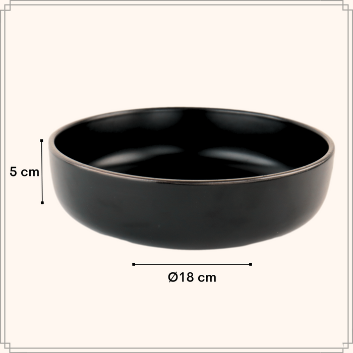 OTIX Soepborden Diepe Pasta Borden Set van 6 stuks 18cm Zwart met G...
