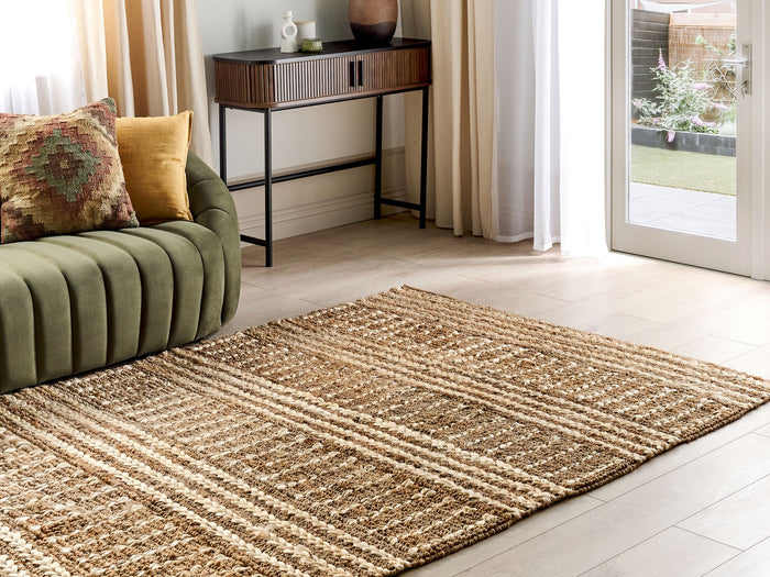 Beliani-KAMBERLI-Laagpolig vloerkleed-Lichtbeige-160 x 230 cm-Jute