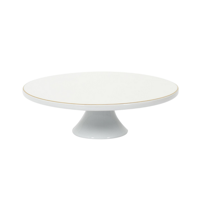 OTIX Taartplateau met Voet 30cm Wit met Gouden rand Decoratie Porse...