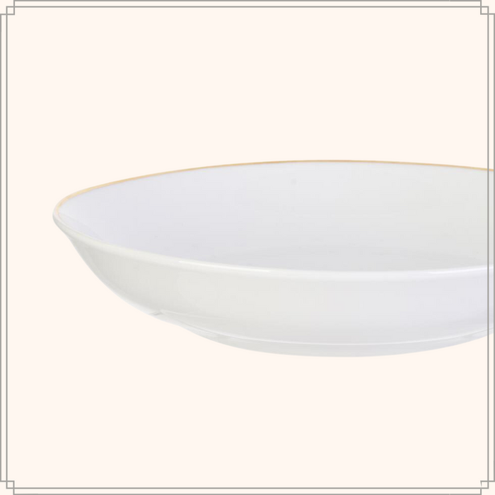 OTIX Diepe borden Soepborden Set van 6 stuks 21cm Wit met Gouden ra...