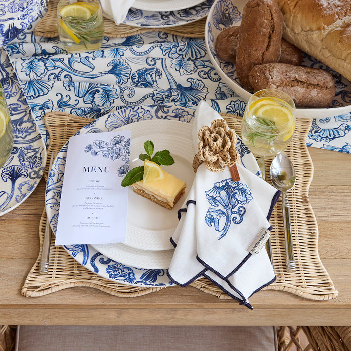 Riviera Maison Textielen Servetten Blauw|wit - Floral Island - Katoen