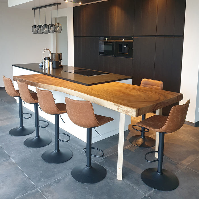 Bronx71 Industriële barkruk Boston leer cognac 60-76 cm - draaibaar