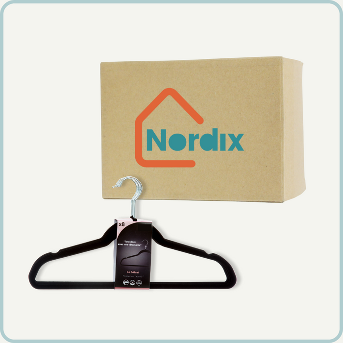 Nordix Kledinghangers Set 24 stuks Zwart Vilten Velvet Anti Slip Kl...