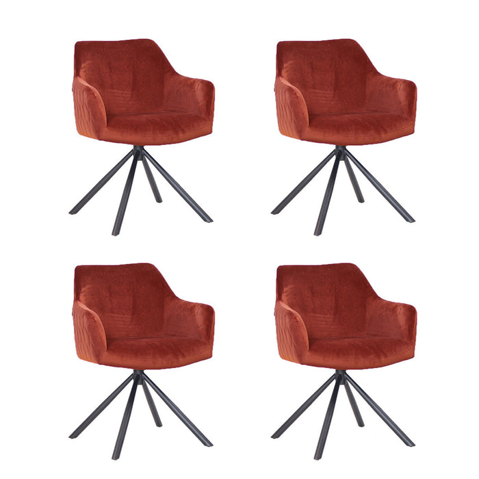 Bronx71 Velvet eetkamerstoel Furtado draaibaar koper - Eetkamerstoelen