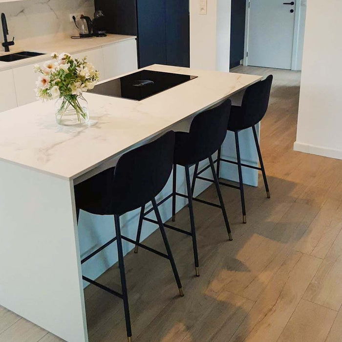 Bronx71 Velvet barkruk Mikky zwart 65-78 cm