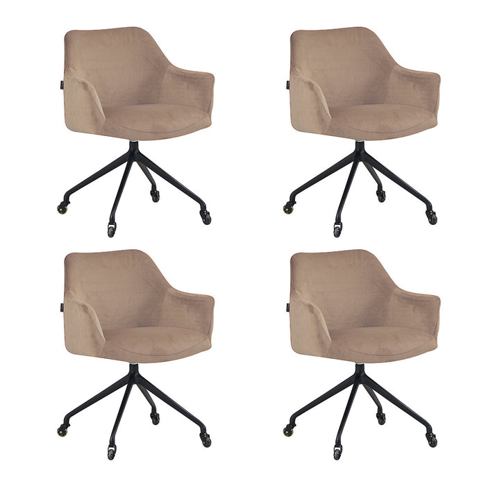 Bronx71 Eetkamerstoel met wieltjes Quinn taupe velvet -