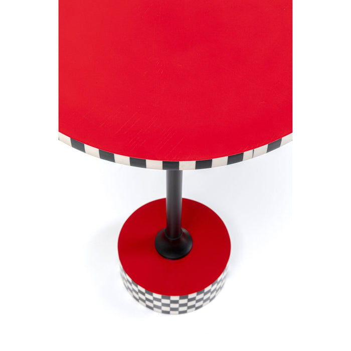 Kare Bijzettafel Domero Checkers Red Ø40cm